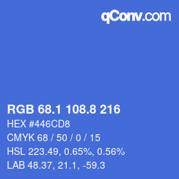 カラーコード: RGB 68.1 108.8 216 | qconv.com