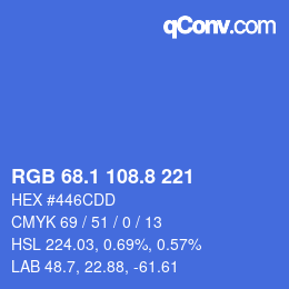 カラーコード: RGB 68.1 108.8 221 | qconv.com