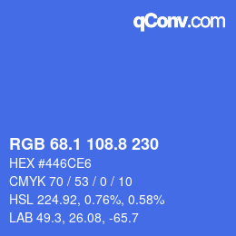 カラーコード: RGB 68.1 108.8 230 | qconv.com