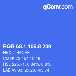 カラーコード: RGB 68.1 108.8 239 | qconv.com