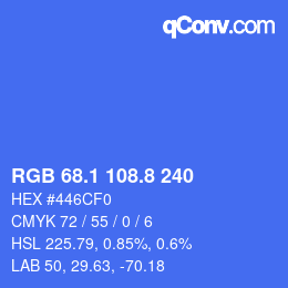 カラーコード: RGB 68.1 108.8 240 | qconv.com