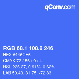 カラーコード: RGB 68.1 108.8 246 | qconv.com