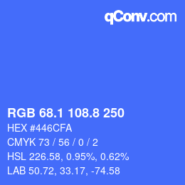 カラーコード: RGB 68.1 108.8 250 | qconv.com