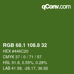 カラーコード: RGB 68.1 108.8 32 | qconv.com