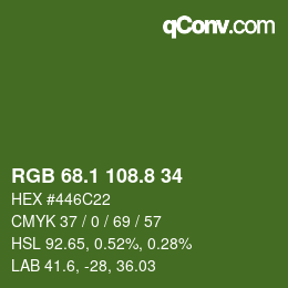 カラーコード: RGB 68.1 108.8 34 | qconv.com