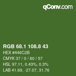 Color code: RGB 68.1 108.8 43 | qconv.com