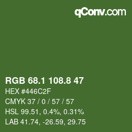 Color code: RGB 68.1 108.8 47 | qconv.com