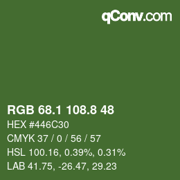 Color code: RGB 68.1 108.8 48 | qconv.com
