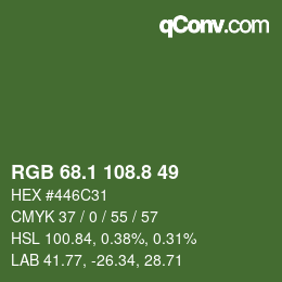 カラーコード: RGB 68.1 108.8 49 | qconv.com