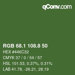 カラーコード: RGB 68.1 108.8 50 | qconv.com