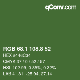 Color code: RGB 68.1 108.8 52 | qconv.com