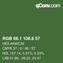 Color code: RGB 68.1 108.8 57 | qconv.com
