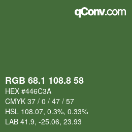 カラーコード: RGB 68.1 108.8 58 | qconv.com