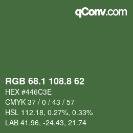 Color code: RGB 68.1 108.8 62 | qconv.com