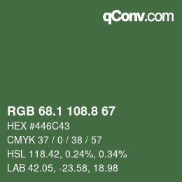 Color code: RGB 68.1 108.8 67 | qconv.com