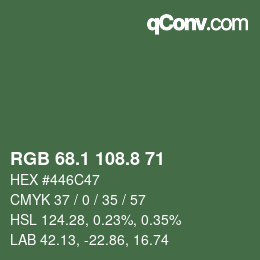 Color code: RGB 68.1 108.8 71 | qconv.com