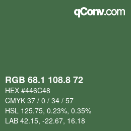 Color code: RGB 68.1 108.8 72 | qconv.com