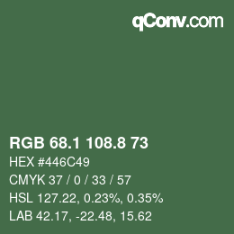 カラーコード: RGB 68.1 108.8 73 | qconv.com