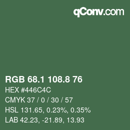Color code: RGB 68.1 108.8 76 | qconv.com