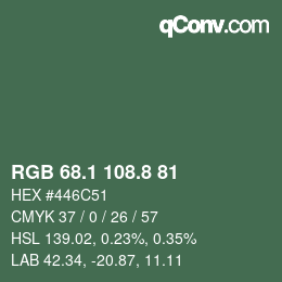 Color code: RGB 68.1 108.8 81 | qconv.com