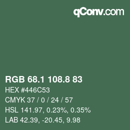 Color code: RGB 68.1 108.8 83 | qconv.com