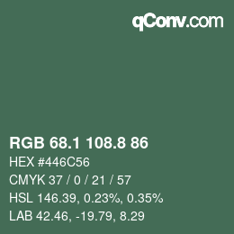 Color code: RGB 68.1 108.8 86 | qconv.com