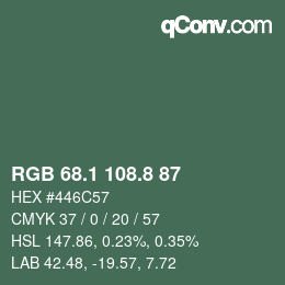 Color code: RGB 68.1 108.8 87 | qconv.com