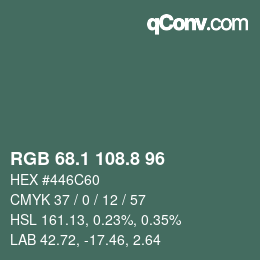 カラーコード: RGB 68.1 108.8 96 | qconv.com