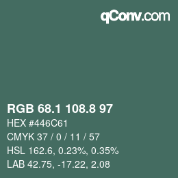 カラーコード: RGB 68.1 108.8 97 | qconv.com