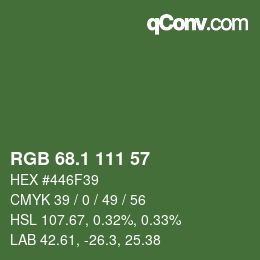 カラーコード: RGB 68.1 111 57 | qconv.com