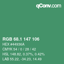カラーコード: RGB 68.1 147 106 | qconv.com