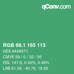 カラーコード: RGB 68.1 165 113 | qconv.com