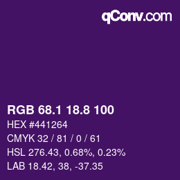 カラーコード: RGB 68.1 18.8 100 | qconv.com