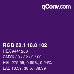 カラーコード: RGB 68.1 18.8 102 | qconv.com