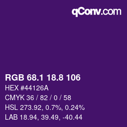 カラーコード: RGB 68.1 18.8 106 | qconv.com