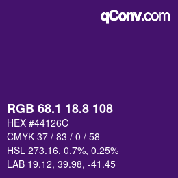 カラーコード: RGB 68.1 18.8 108 | qconv.com