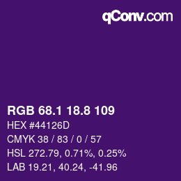 カラーコード: RGB 68.1 18.8 109 | qconv.com