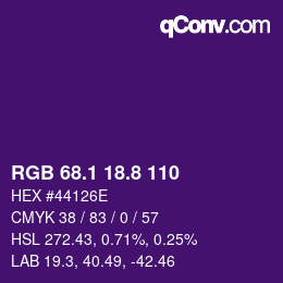 カラーコード: RGB 68.1 18.8 110 | qconv.com