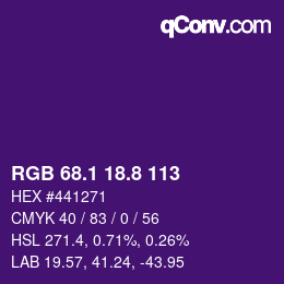 カラーコード: RGB 68.1 18.8 113 | qconv.com