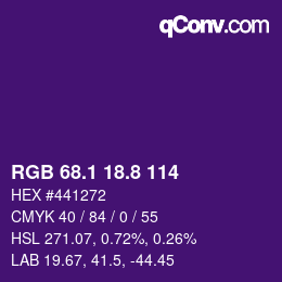 カラーコード: RGB 68.1 18.8 114 | qconv.com