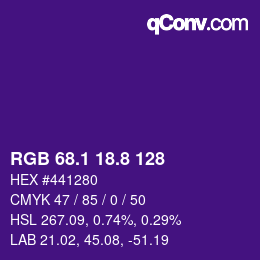 カラーコード: RGB 68.1 18.8 128 | qconv.com
