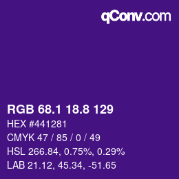 カラーコード: RGB 68.1 18.8 129 | qconv.com