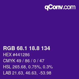カラーコード: RGB 68.1 18.8 134 | qconv.com