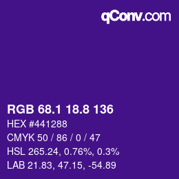 カラーコード: RGB 68.1 18.8 136 | qconv.com