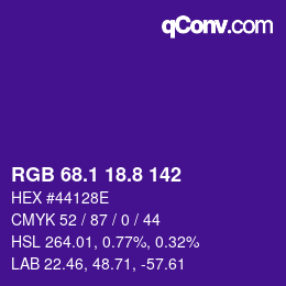 カラーコード: RGB 68.1 18.8 142 | qconv.com