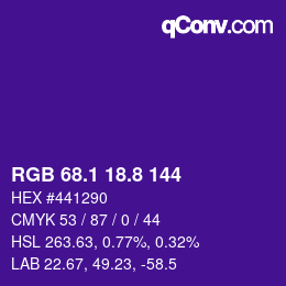 カラーコード: RGB 68.1 18.8 144 | qconv.com