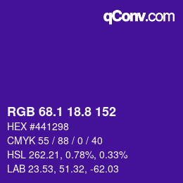 カラーコード: RGB 68.1 18.8 152 | qconv.com