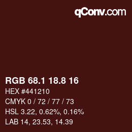 Color code: RGB 68.1 18.8 16 | qconv.com