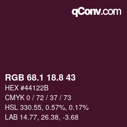 カラーコード: RGB 68.1 18.8 43 | qconv.com