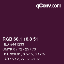 カラーコード: RGB 68.1 18.8 51 | qconv.com